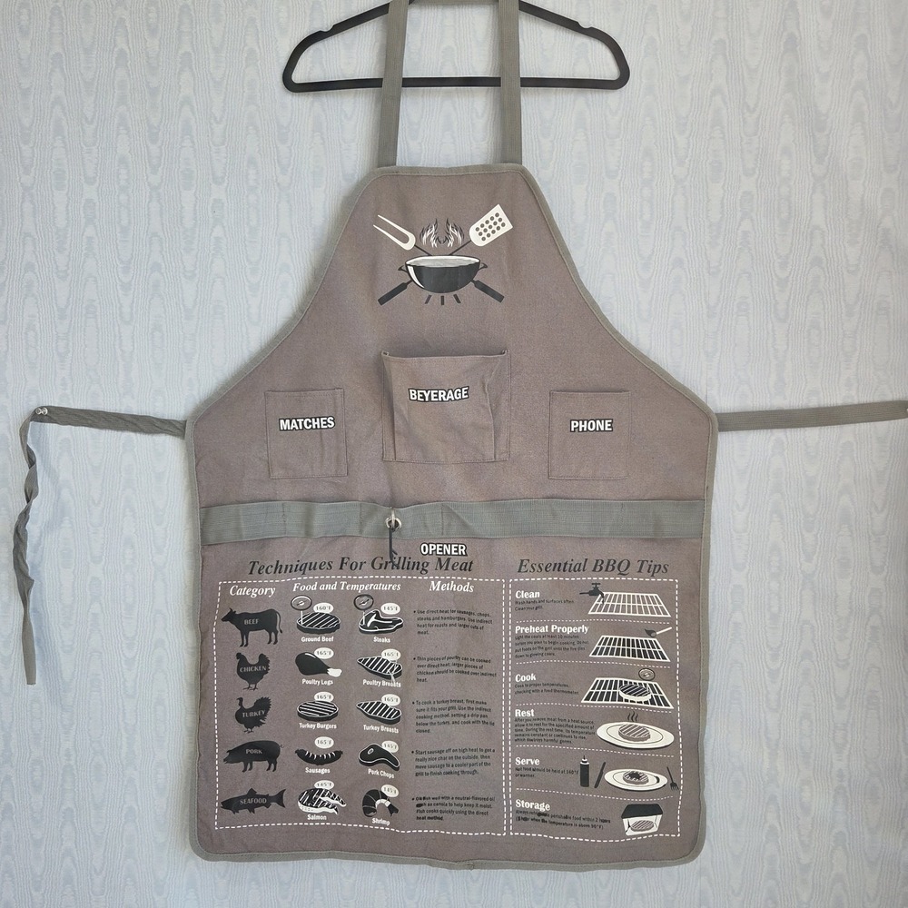 Canvas Kitchen Apron BBQ Barbecue‎ Grilling Pockets Father's Day Gift